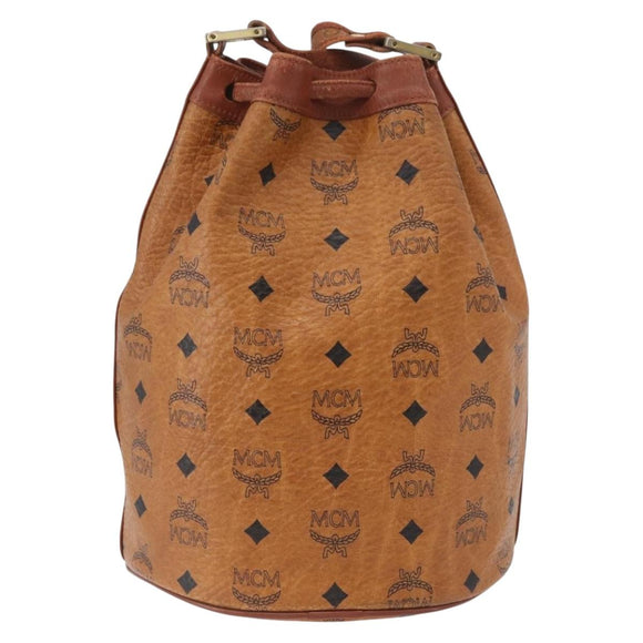 MCM Vicetos Logogram Shoulder Bag PVC Leather Brown Gold Auth BA11651