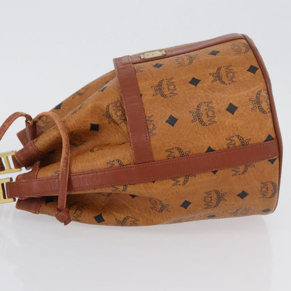 MCM Vicetos Logogram Shoulder Bag PVC Leather Brown Gold Auth BA11651