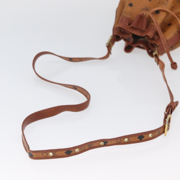 MCM Vicetos Logogram Shoulder Bag PVC Leather Brown Gold Auth BA11651