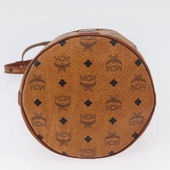 MCM Vicetos Logogram Shoulder Bag PVC Leather Brown Gold Auth BA11651