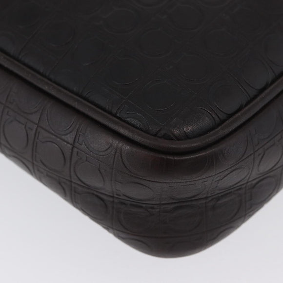Salvatore Ferragamo Shoulder Bag Leather Black Gold Auth BA11653
