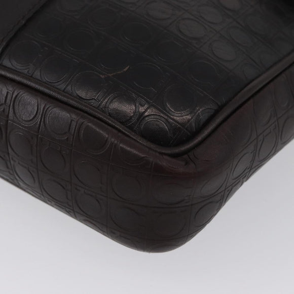 Salvatore Ferragamo Shoulder Bag Leather Black Gold Auth BA11653