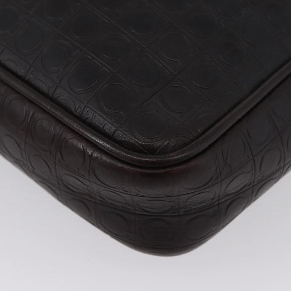 Salvatore Ferragamo Shoulder Bag Leather Black Gold Auth BA11653