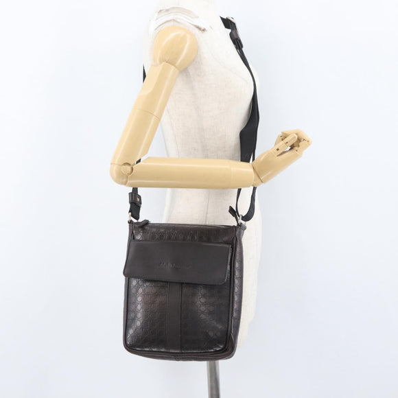 Salvatore Ferragamo Shoulder Bag Leather Black Gold Auth BA11653