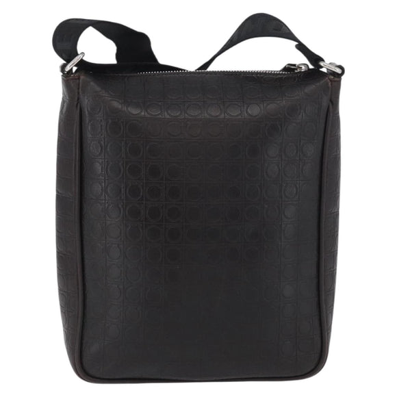 Salvatore Ferragamo Shoulder Bag Leather Black Gold Auth BA11653