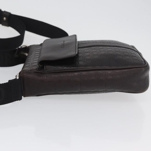 Salvatore Ferragamo Shoulder Bag Leather Black Gold Auth BA11653
