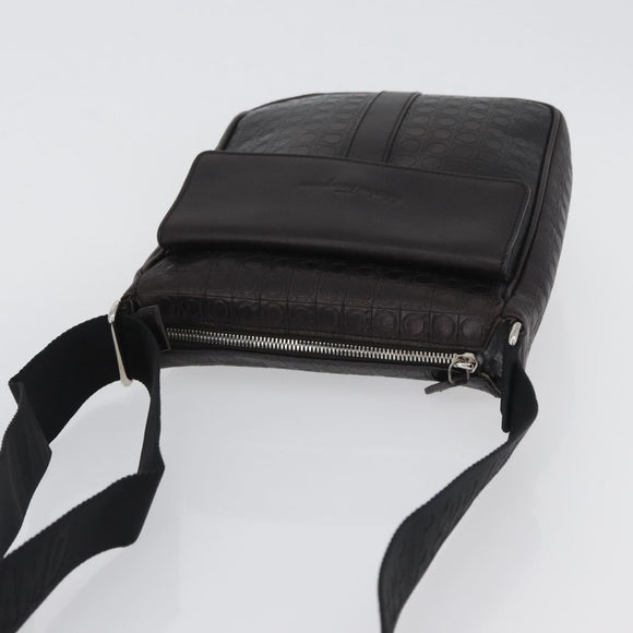 Salvatore Ferragamo Shoulder Bag Leather Black Gold Auth BA11653