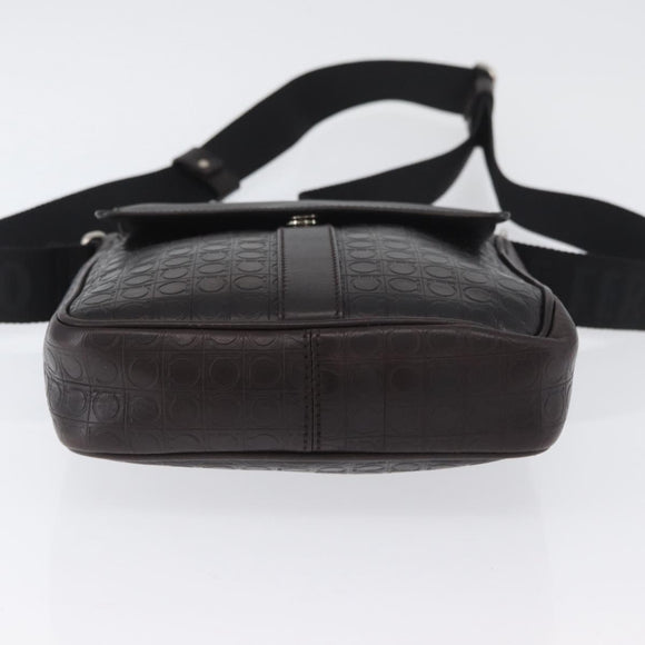 Salvatore Ferragamo Shoulder Bag Leather Black Gold Auth BA11653