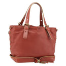 Chloe Hand Bag Leather Red Gold Auth BA11654-1