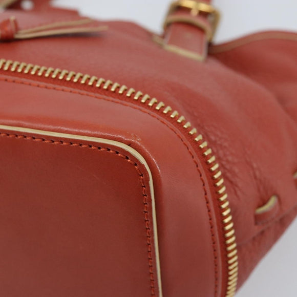 Chloe Hand Bag Leather Red Gold Auth BA11654