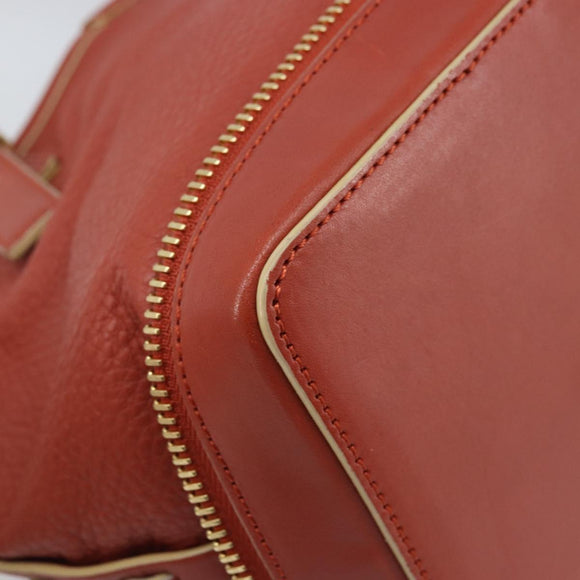 Chloe Hand Bag Leather Red Gold Auth BA11654