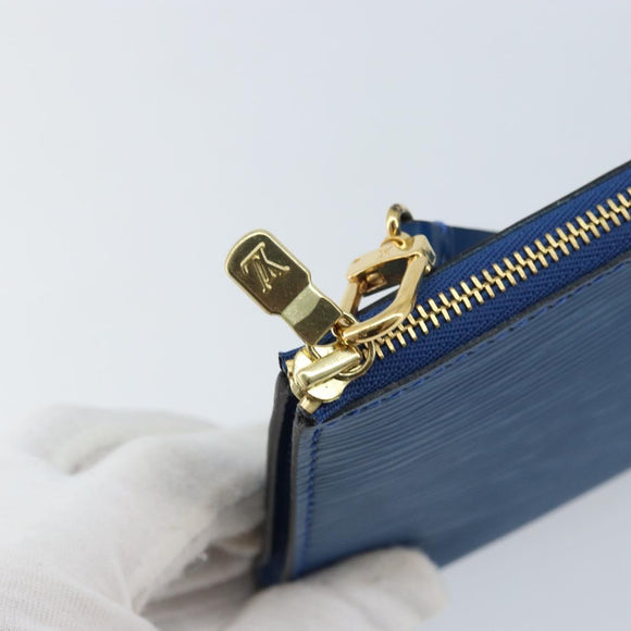 LOUIS VUITTON Epi Pochette Accessoires Pouch Blue M52985 LV Auth BA11656