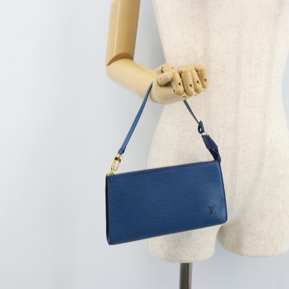 LOUIS VUITTON Epi Pochette Accessoires Pouch Blue M52985 LV Auth BA11656