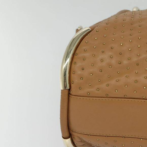 BALLY Hand Bag Leather Brown Gold Auth BA1166