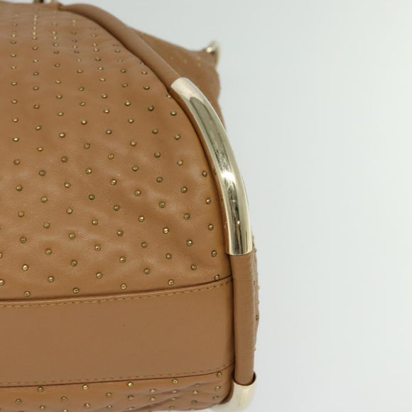 BALLY Hand Bag Leather Brown Gold Auth BA1166