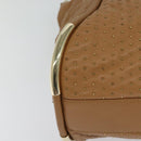 BALLY Hand Bag Leather Brown Gold Auth BA1166-15