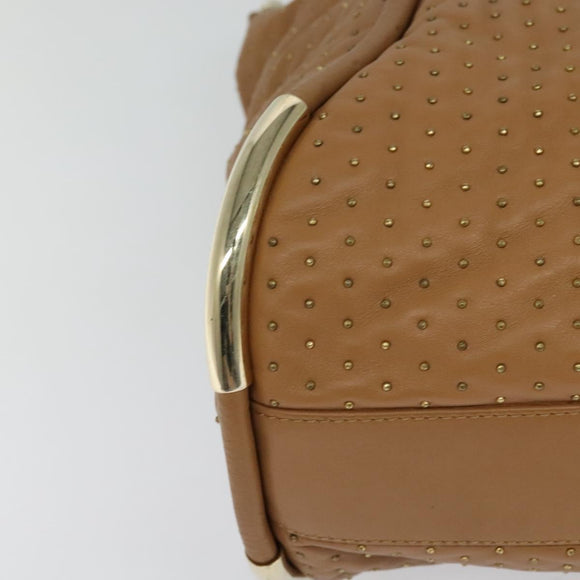 BALLY Hand Bag Leather Brown Gold Auth BA1166