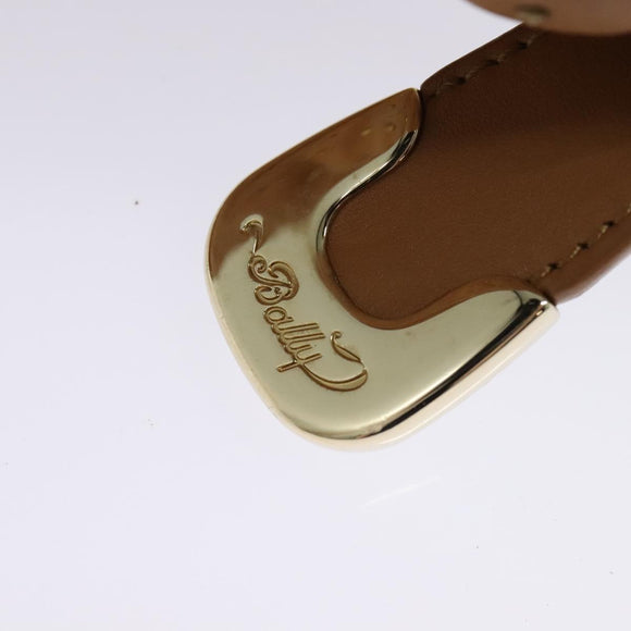 BALLY Hand Bag Leather Brown Gold Auth BA1166