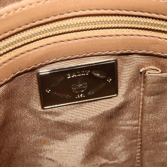 BALLY Hand Bag Leather Brown Gold Auth BA1166