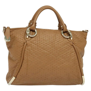 BALLY Hand Bag Leather Brown Gold Auth BA1166