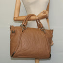 BALLY Hand Bag Leather Brown Gold Auth BA1166-22