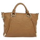 BALLY Hand Bag Leather Brown Gold Auth BA1166-13