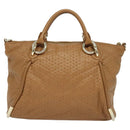BALLY Hand Bag Leather Brown Gold Auth BA1166-2