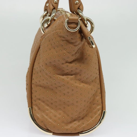BALLY Hand Bag Leather Brown Gold Auth BA1166