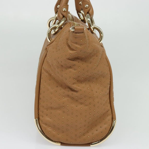 BALLY Hand Bag Leather Brown Gold Auth BA1166