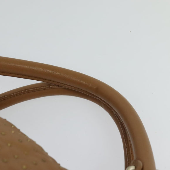 BALLY Hand Bag Leather Brown Gold Auth BA1166