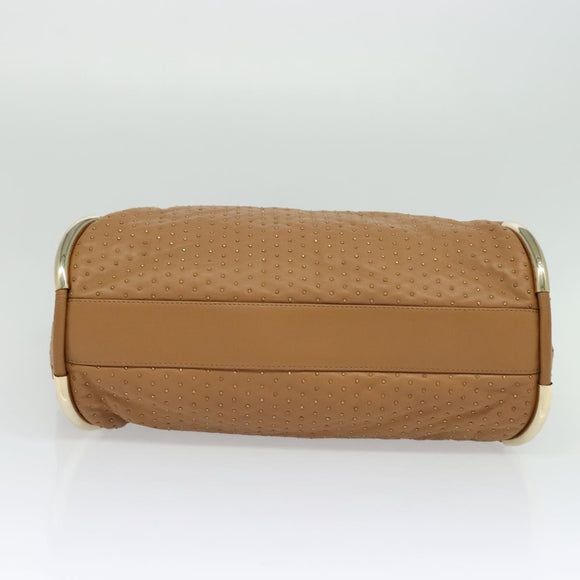 BALLY Hand Bag Leather Brown Gold Auth BA1166