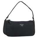 PRADA Accessory Pouch Nylon Black Silver Auth BA11668-1