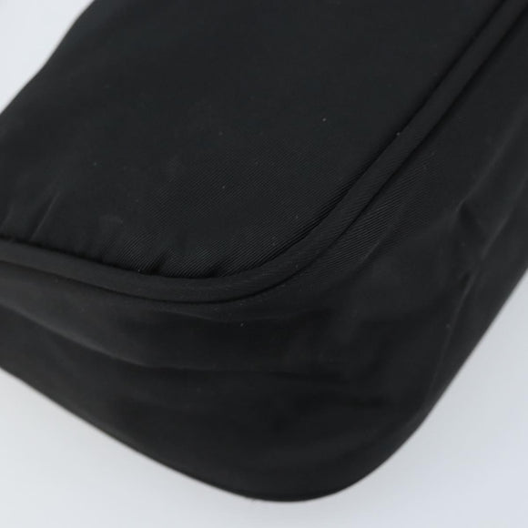 PRADA Accessory Pouch Nylon Black Silver Auth BA11668