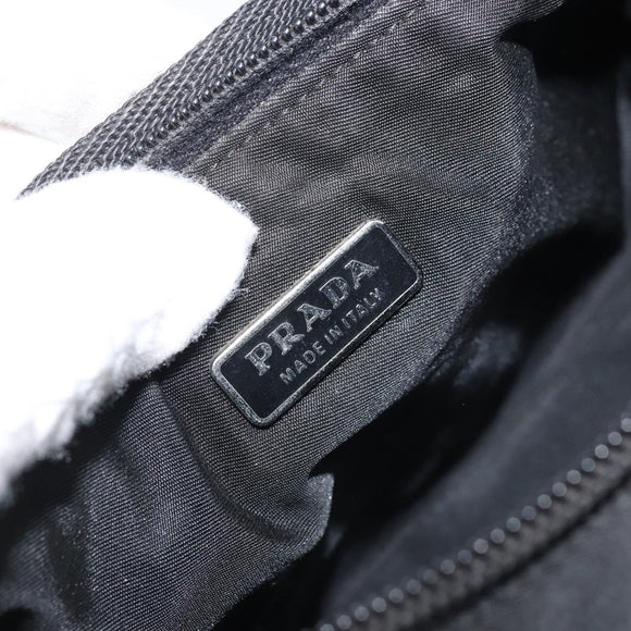 PRADA Accessory Pouch Nylon Black Silver Auth BA11668
