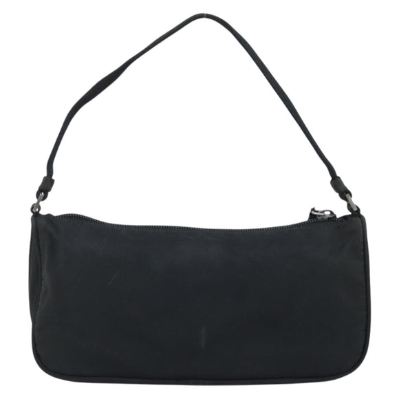 PRADA Accessory Pouch Nylon Black Silver Auth BA11668