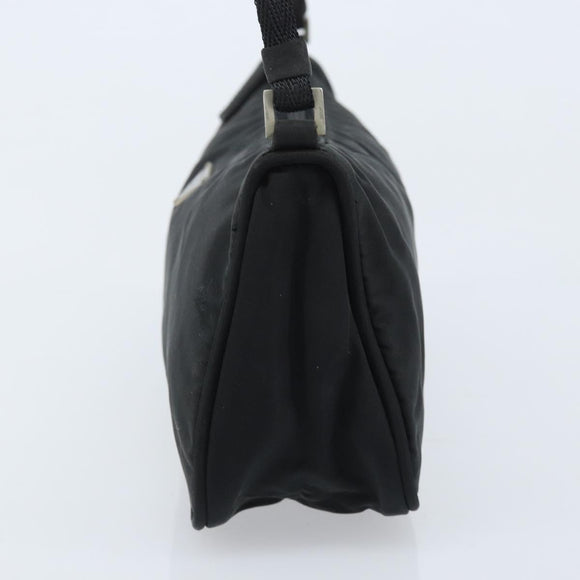PRADA Accessory Pouch Nylon Black Silver Auth BA11668