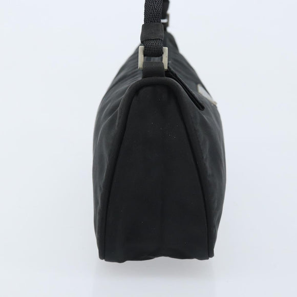 PRADA Accessory Pouch Nylon Black Silver Auth BA11668