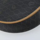 Christian Dior Honeycomb Canvas Shoulder Bag PVC Black Gold Auth BA11669-9