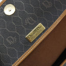 Christian Dior Honeycomb Canvas Shoulder Bag PVC Black Gold Auth BA11669-17