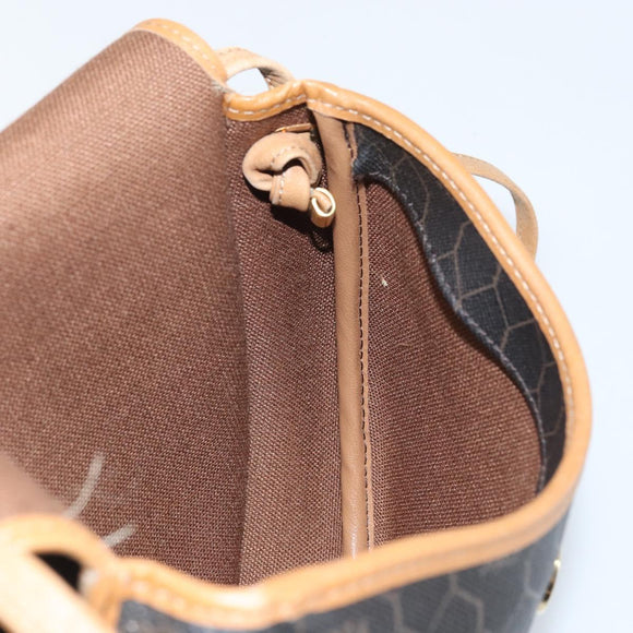 Christian Dior Honeycomb Canvas Shoulder Bag PVC Black Gold Auth BA11669