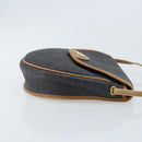 Christian Dior Honeycomb Canvas Shoulder Bag PVC Black Gold Auth BA11669-3