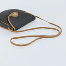 Christian Dior Honeycomb Canvas Shoulder Bag PVC Black Gold Auth BA11669-7