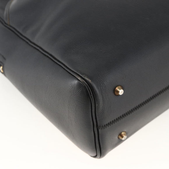 Christian Dior Hand Bag Leather Black Gold Auth BA11678