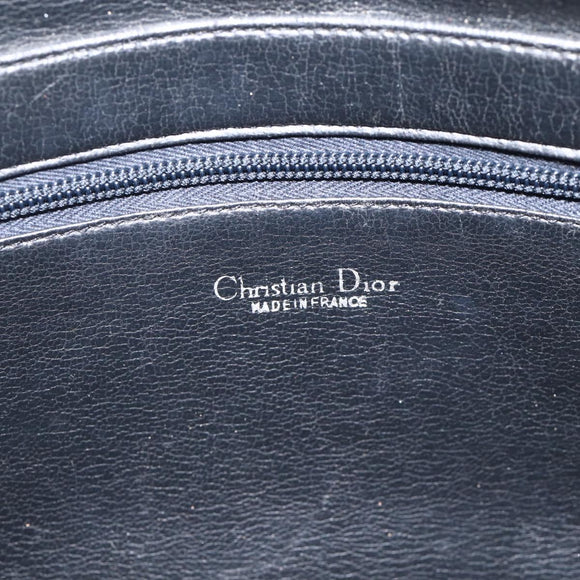 Christian Dior Hand Bag Leather Black Gold Auth BA11678
