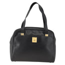Christian Dior Hand Bag Leather Black Gold Auth BA11678-13