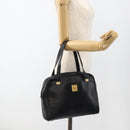 Christian Dior Hand Bag Leather Black Gold Auth BA11678-24