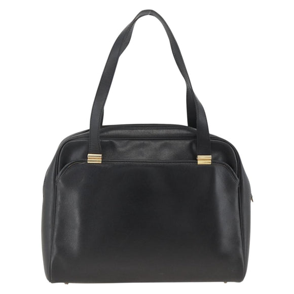 Christian Dior Hand Bag Leather Black Gold Auth BA11678