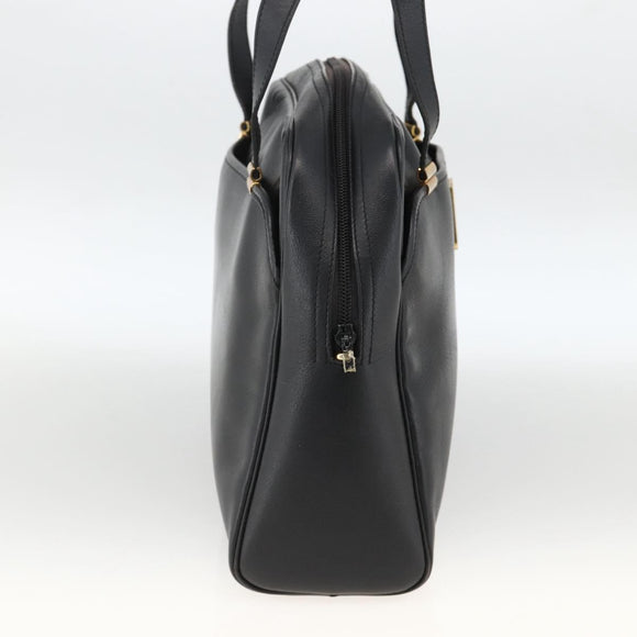 Christian Dior Hand Bag Leather Black Gold Auth BA11678