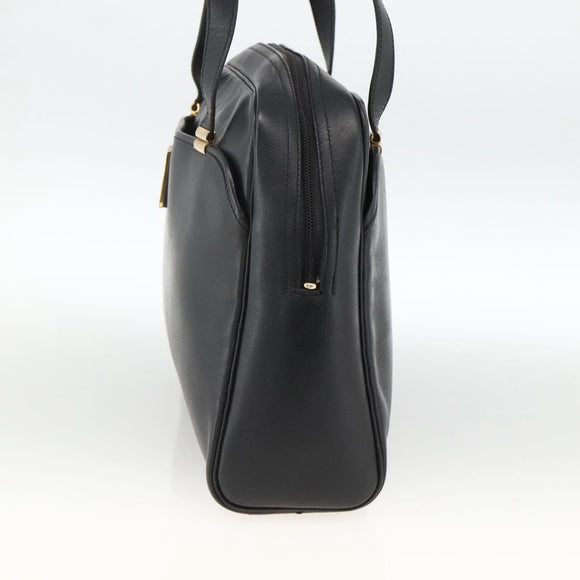 Christian Dior Hand Bag Leather Black Gold Auth BA11678
