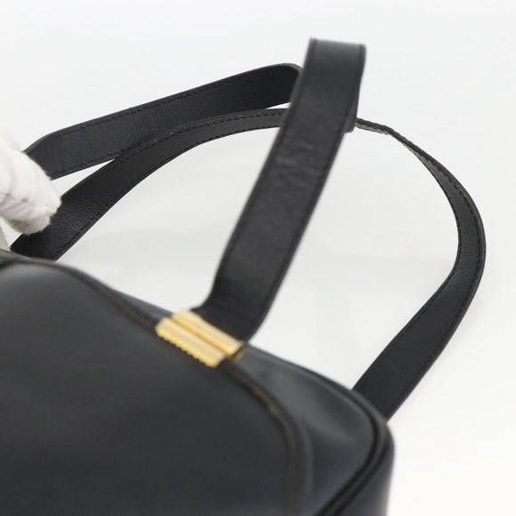Christian Dior Hand Bag Leather Black Gold Auth BA11678
